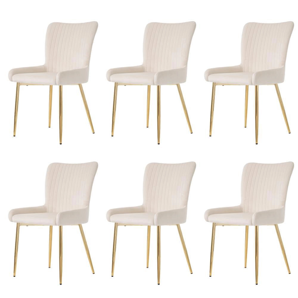 Set di 6 sedie da pranzo in velluto - Xylo - Supporto lombare gambe in metallo dorato