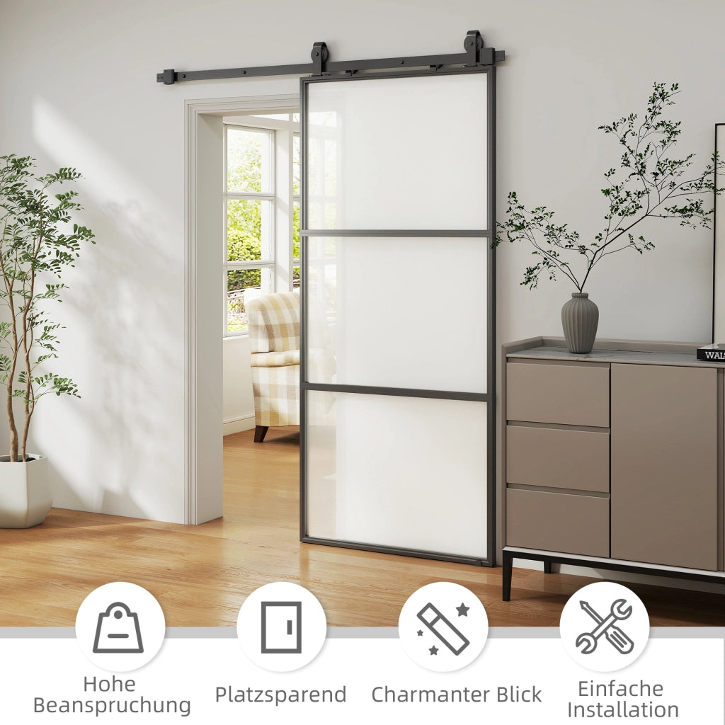 Anta scorrevole con vetro smerigliato ¨C Minimal ¨C Nero