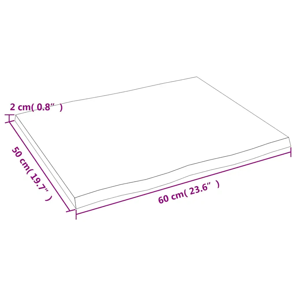 Piano Tavolo | Superficie Tavolo | Piano Scrivania Marrone Chiaro 60x50x2 cm in Rovere Non Trattato