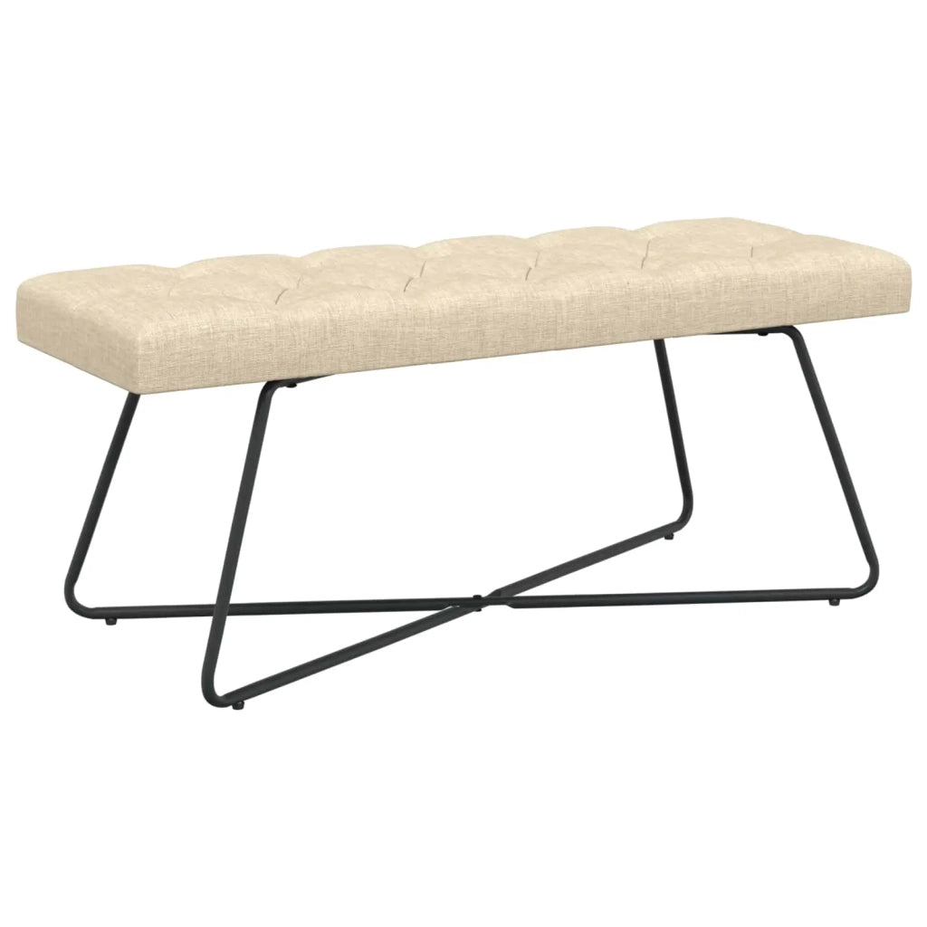Panchina con bottoni imbottiti Crema 110 x 40 x 46 cm Tessuto 42038378