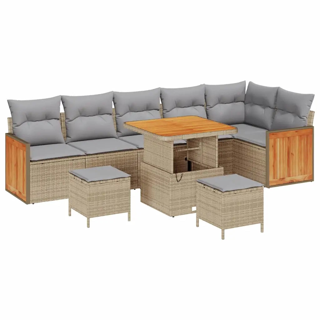 Set Divano da Giardino 11 pcs Beige e Grigio Chiaro polyrattan