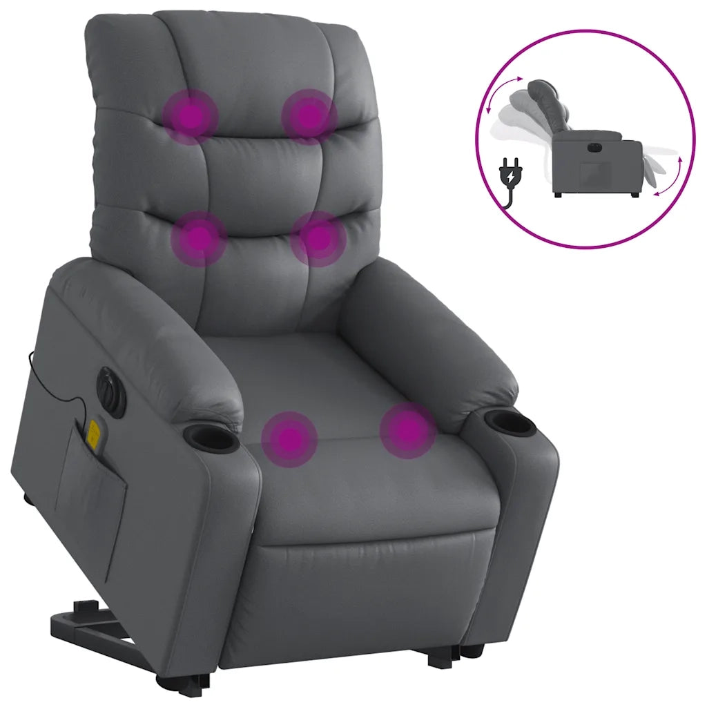 Poltrona Alzapersona Elettrica Reclinabile Grigio in Similpelle 3206623
