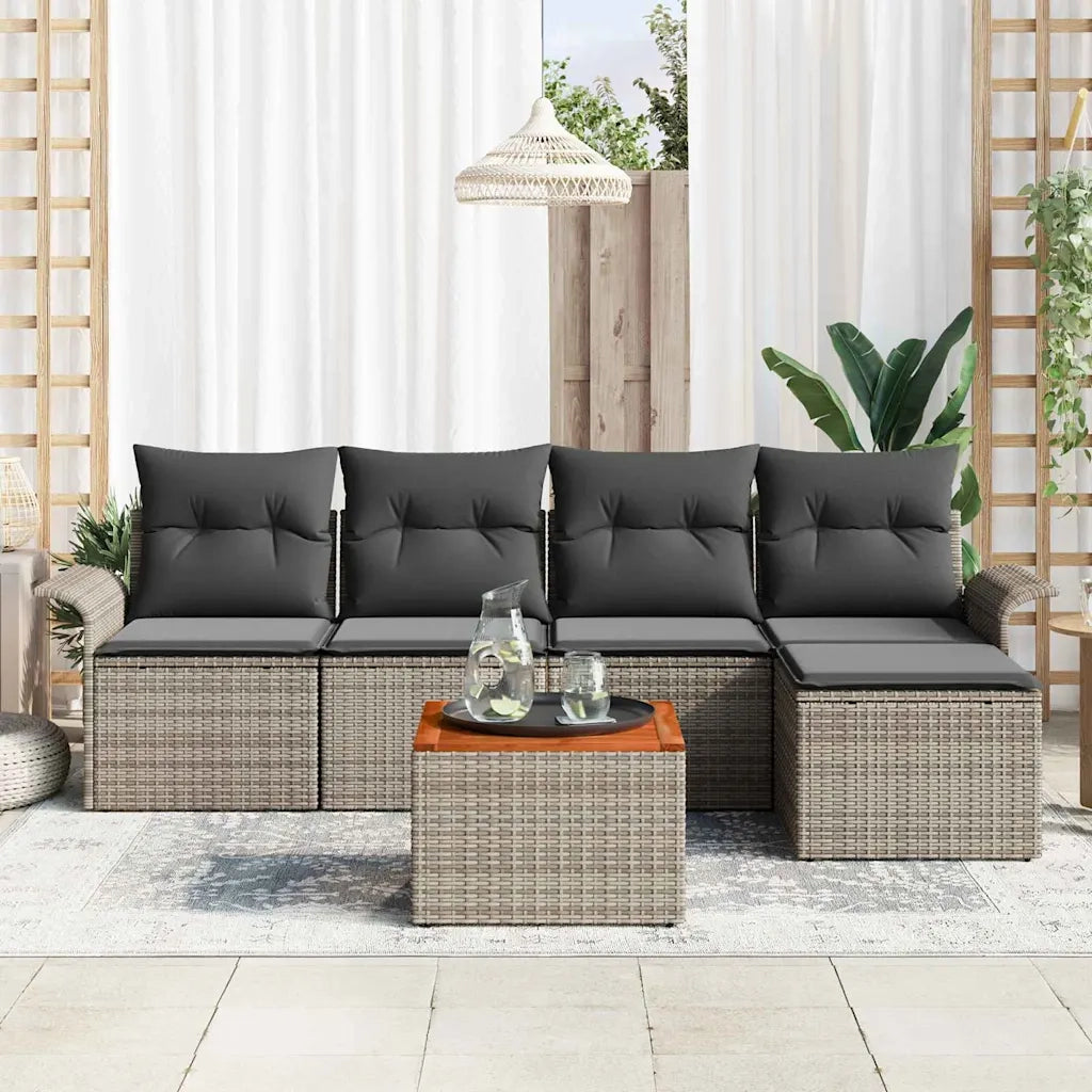 Set Divano da Giardino con cuscino 6 pcs Grigio polyrattan