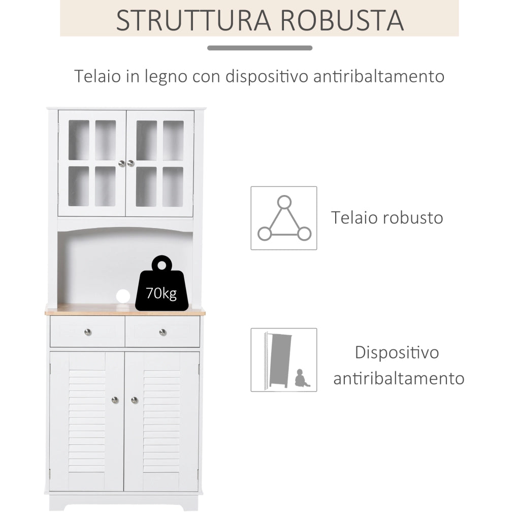 Mobile Buffet Dispensa ¨C Xylo ¨C Legno Bianco Stile Classico 68x39.5x170cm