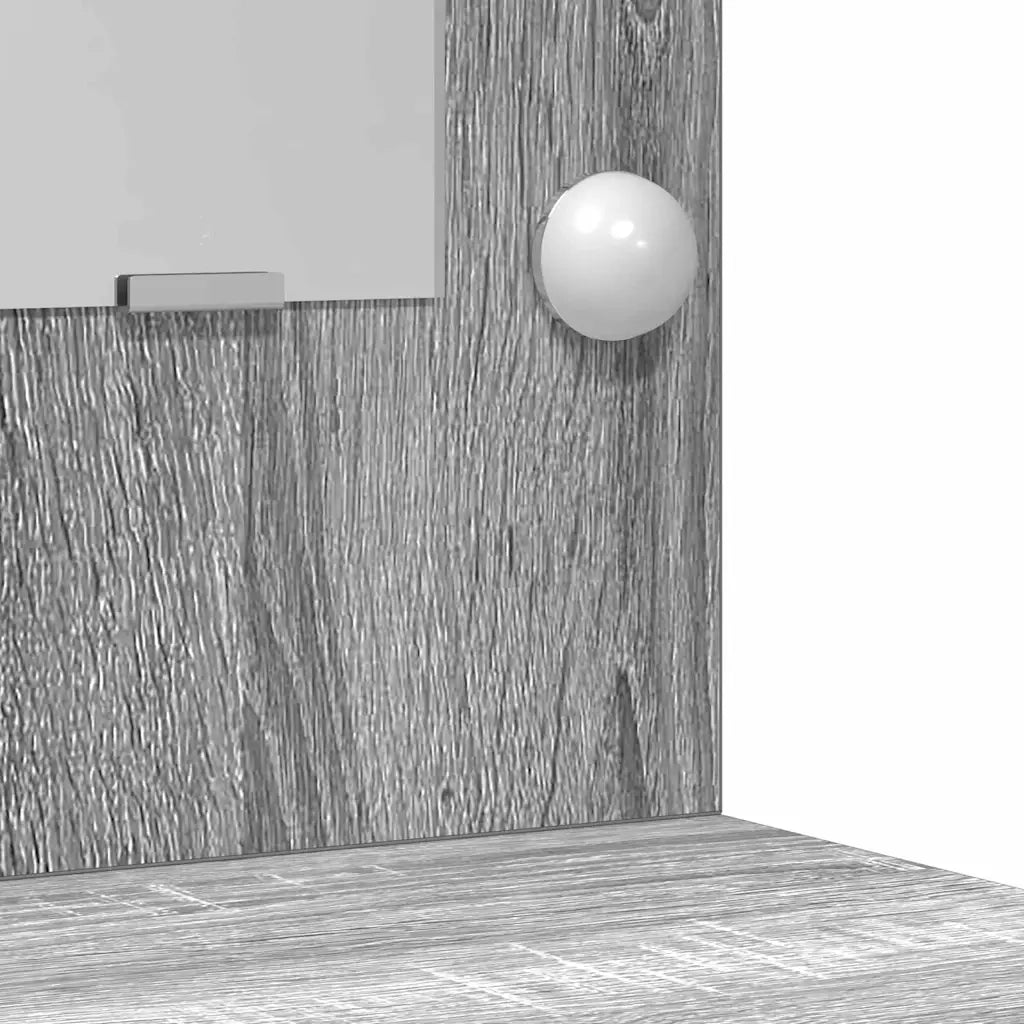 Set da Toeletta | Tavolo da Trucco con LED con porta 3 pz Grigio Sonoma