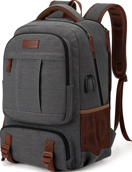 Borsa da Laptop in Canapa, Borsa per Uomo e Donna, Borsa da Lavoro per Notebook 15,6 Pollici, Borsa con Porta USB, Grigio Scuro