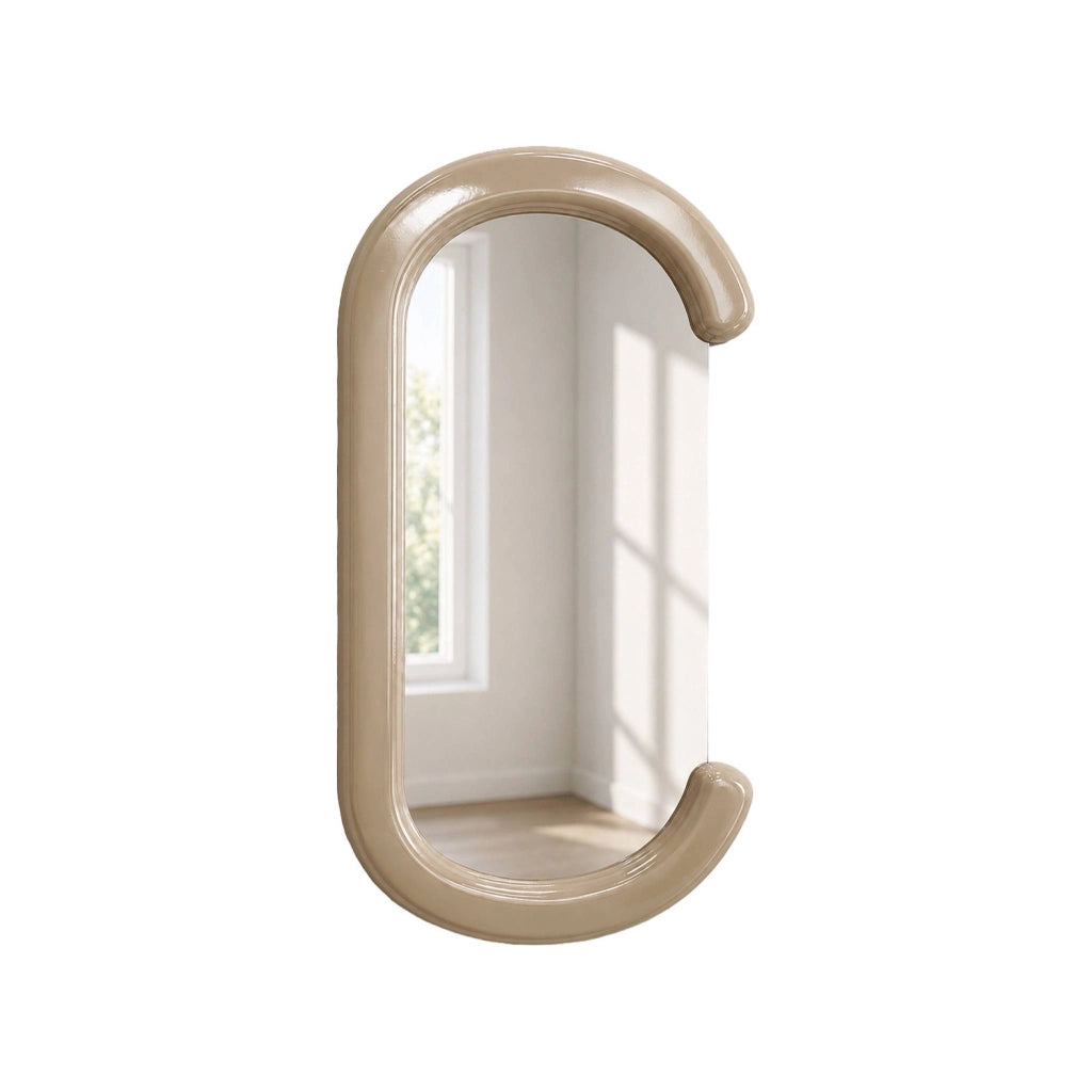 Specchio ovale decorativo in legno, 91cm, ecrù