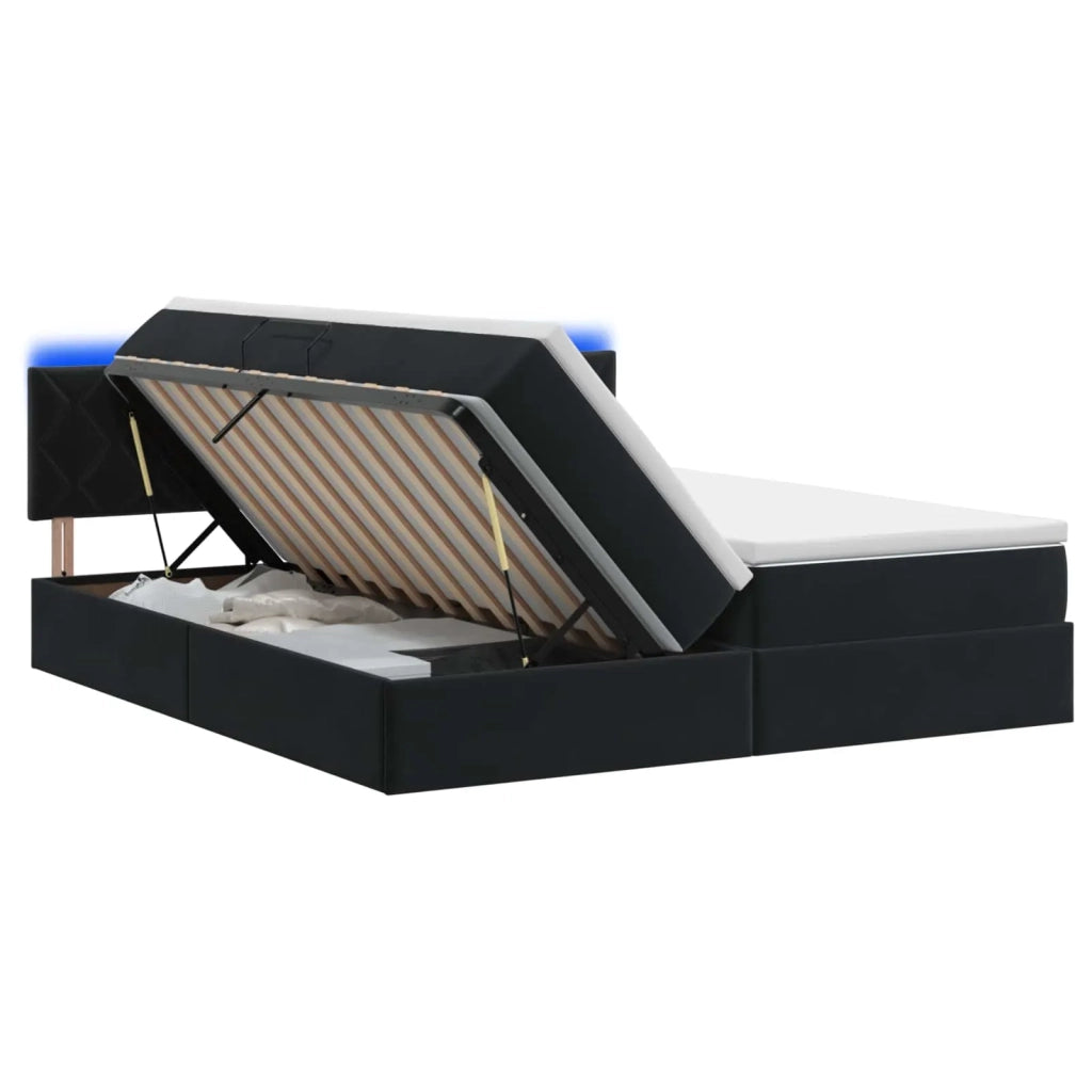 Letto con contenitore LED e materasso Nero 180 x 200 cm Velluto 3459398