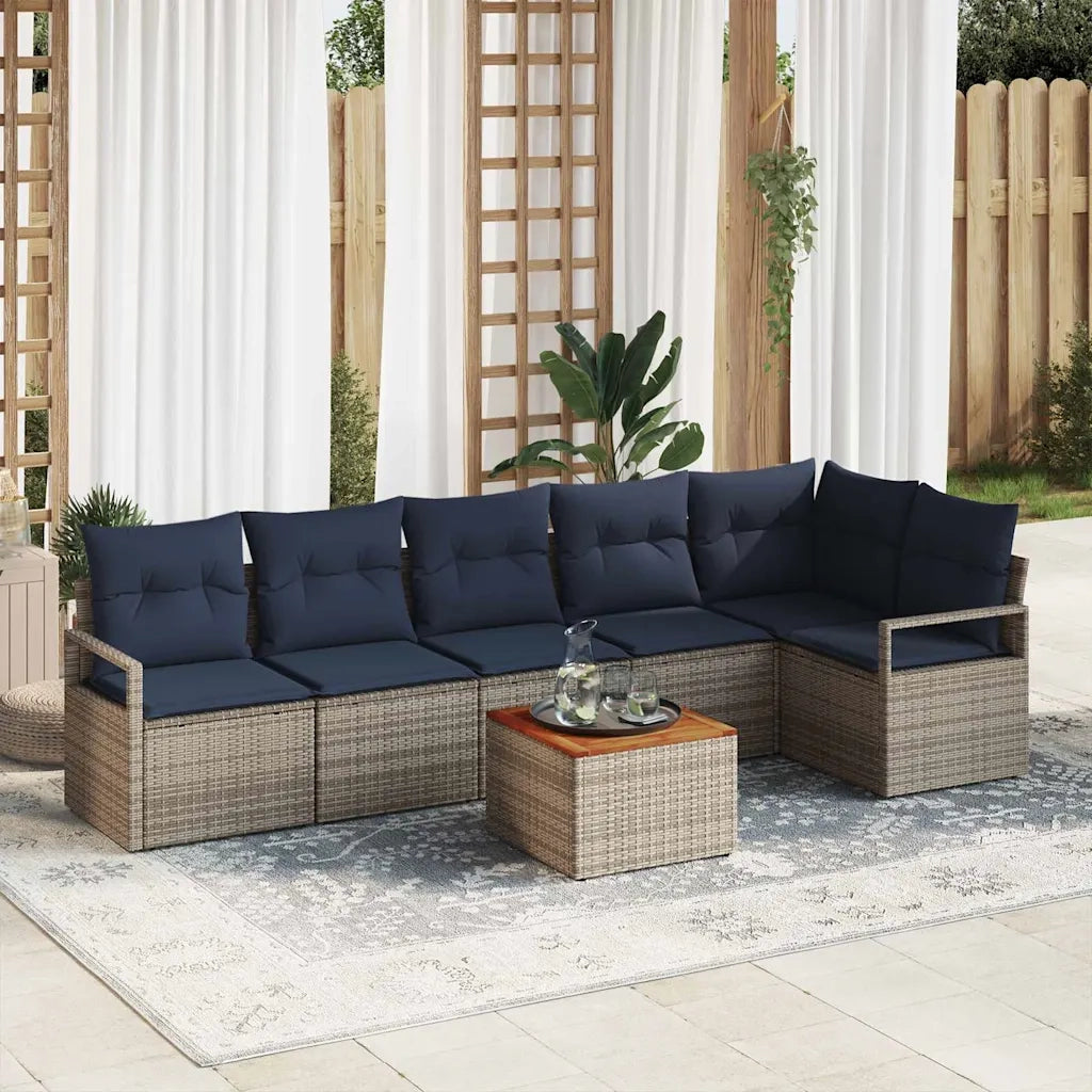 Set Divano da Giardino con cuscino 7 pcs Grigio polyrattan 3347717