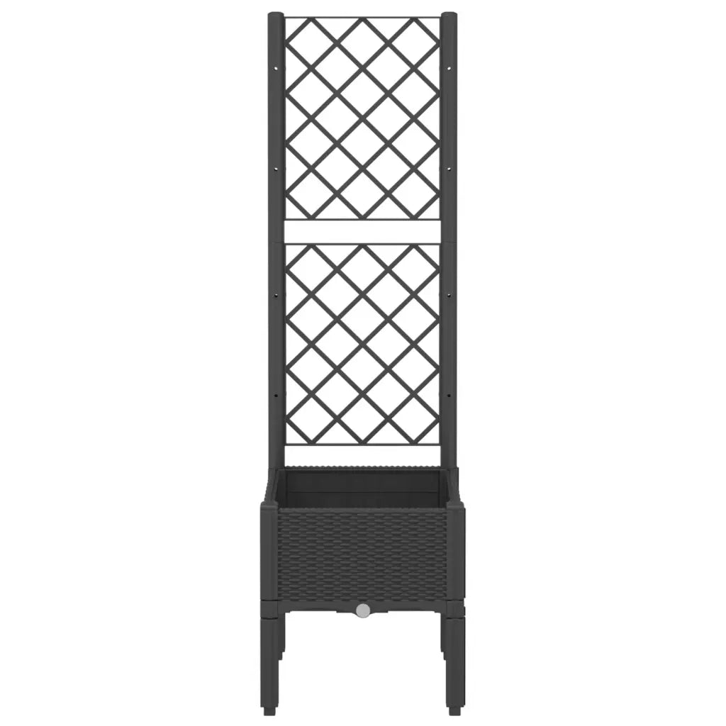 Fioriera | Cassetta per fiori | Vaso da Giardino con Traliccio Nera 40x40x142 cm in PP