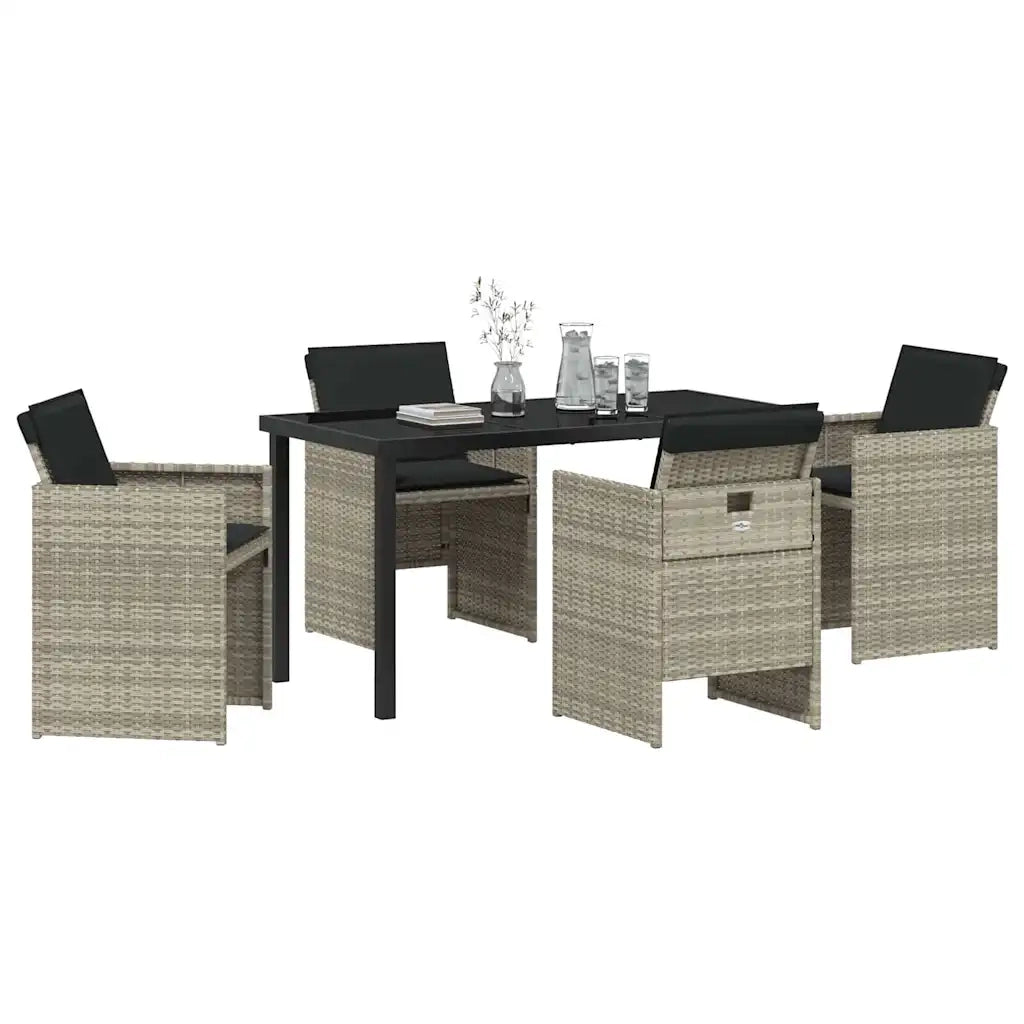 Set da Pranzo per Giardino 5 pcs Grigio chiaro polyrattan 3379961