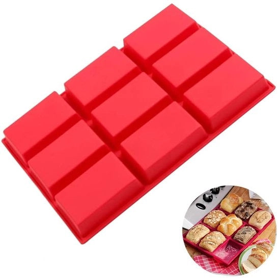 Forma per Torta in Silicone - 9 Cavi - Rettilineo - Antiaderente - Per Torta/Cake - Sicuro e Riciclabile - Facile da Pulire
