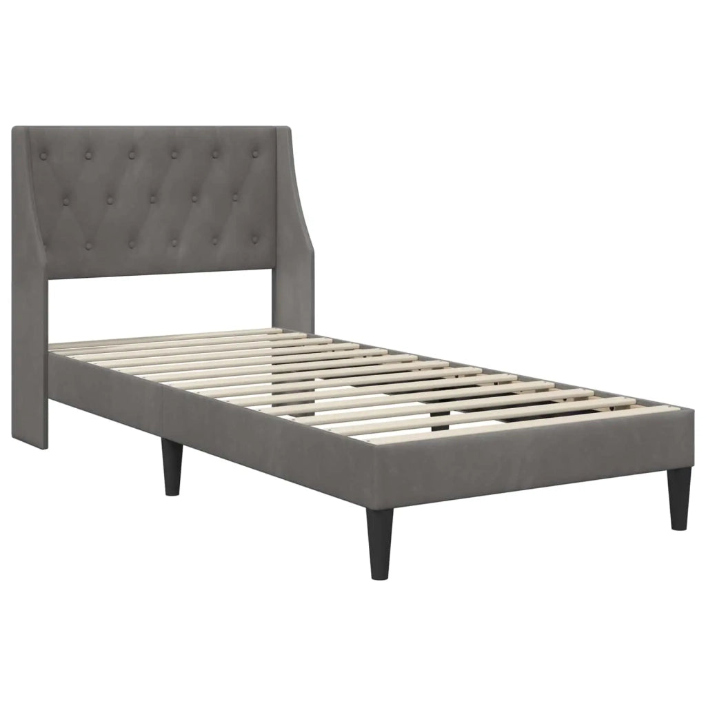 Struttura letto con materasso-Giroletto Grigio scuro 90 x 200 cm Velluto 491110