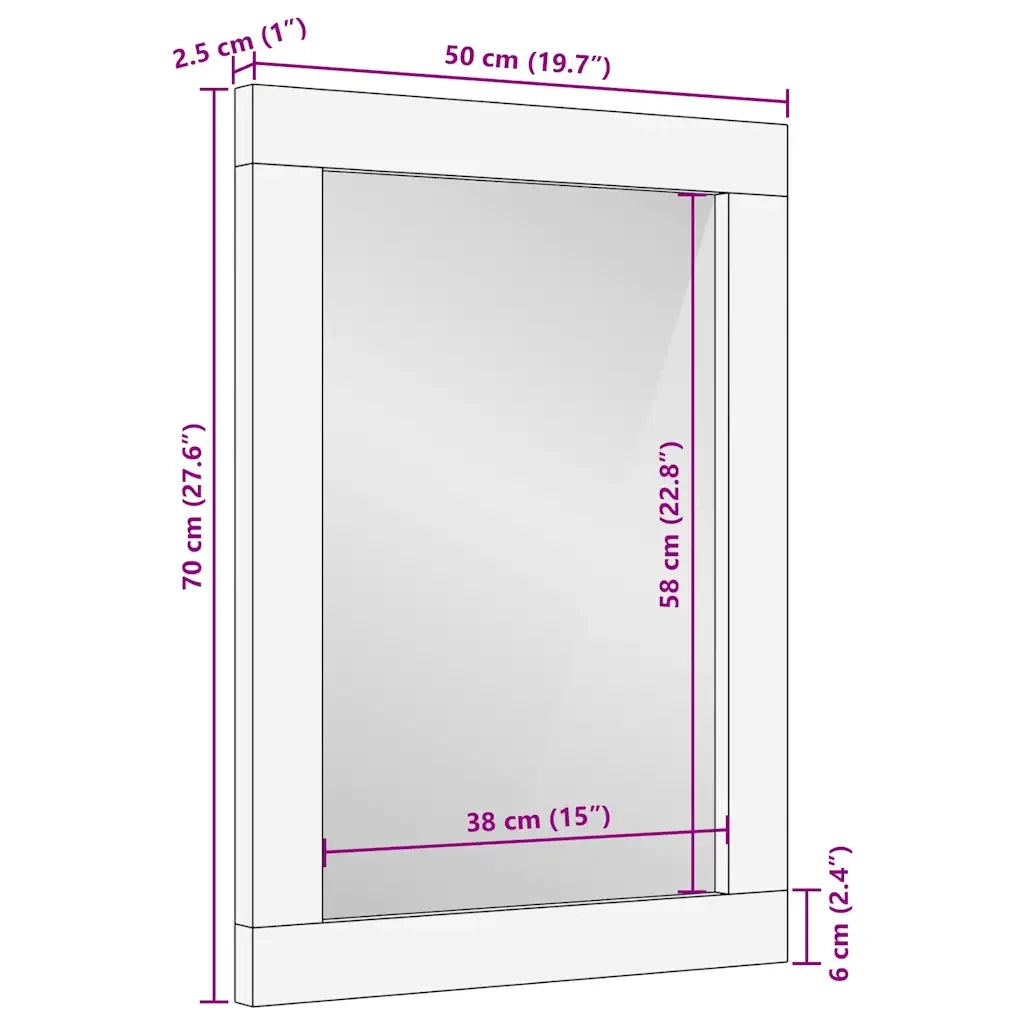 Specchio da Bagno | Specchio decorativo con specchio Nero e Argento 70 x 50 x 2,5 cm