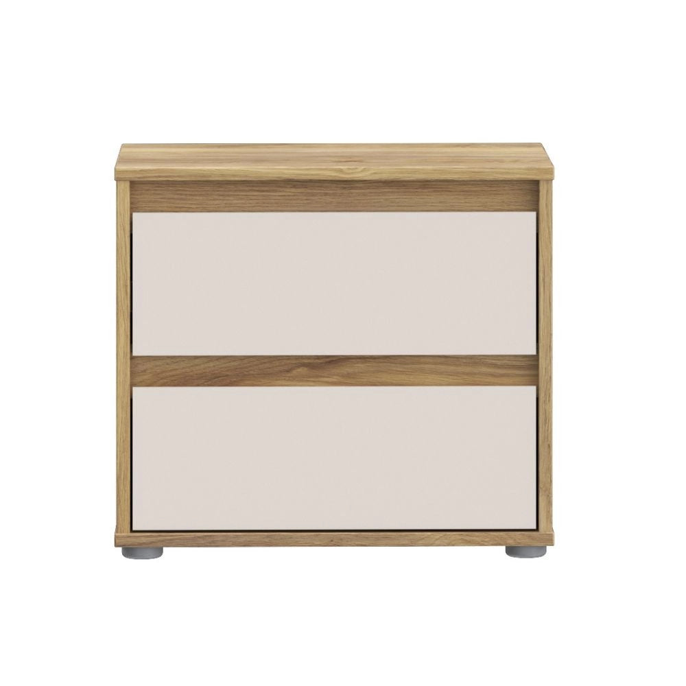 Comodino Neutra Rovere e Cashmere con 2 Cassetti – Design Moderno