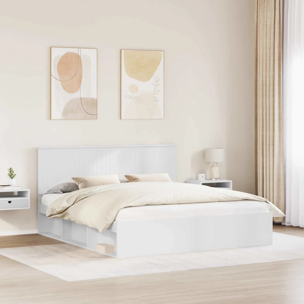 Struttura del letto-Giroletto-Rete del Letto Bianco 180 x 200 cm Pino massello 361165