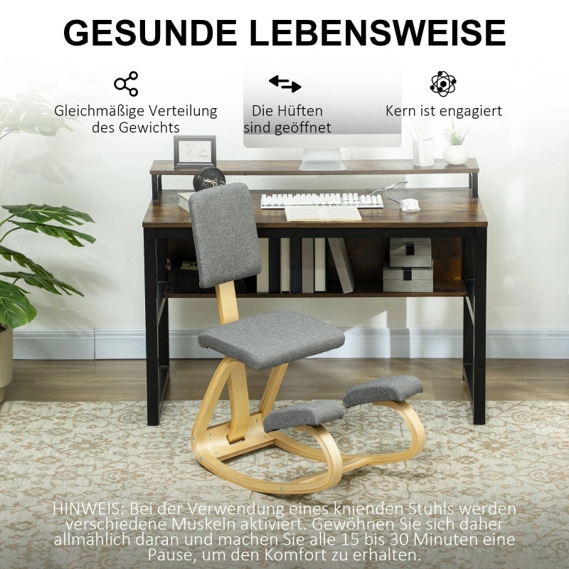 Sedia ergonomica inginocchiata, sgabello inginocchiato, sedia per la salute per casa, ufficio, meditazione, grigia