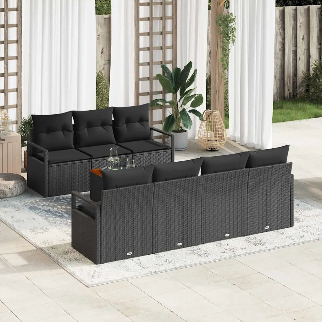Set Divano da Giardino con archiviazione 8 pcs Nero polyrattan 3356336