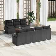 Set Divano da Giardino con archiviazione 8 pcs Nero polyrattan 3356336