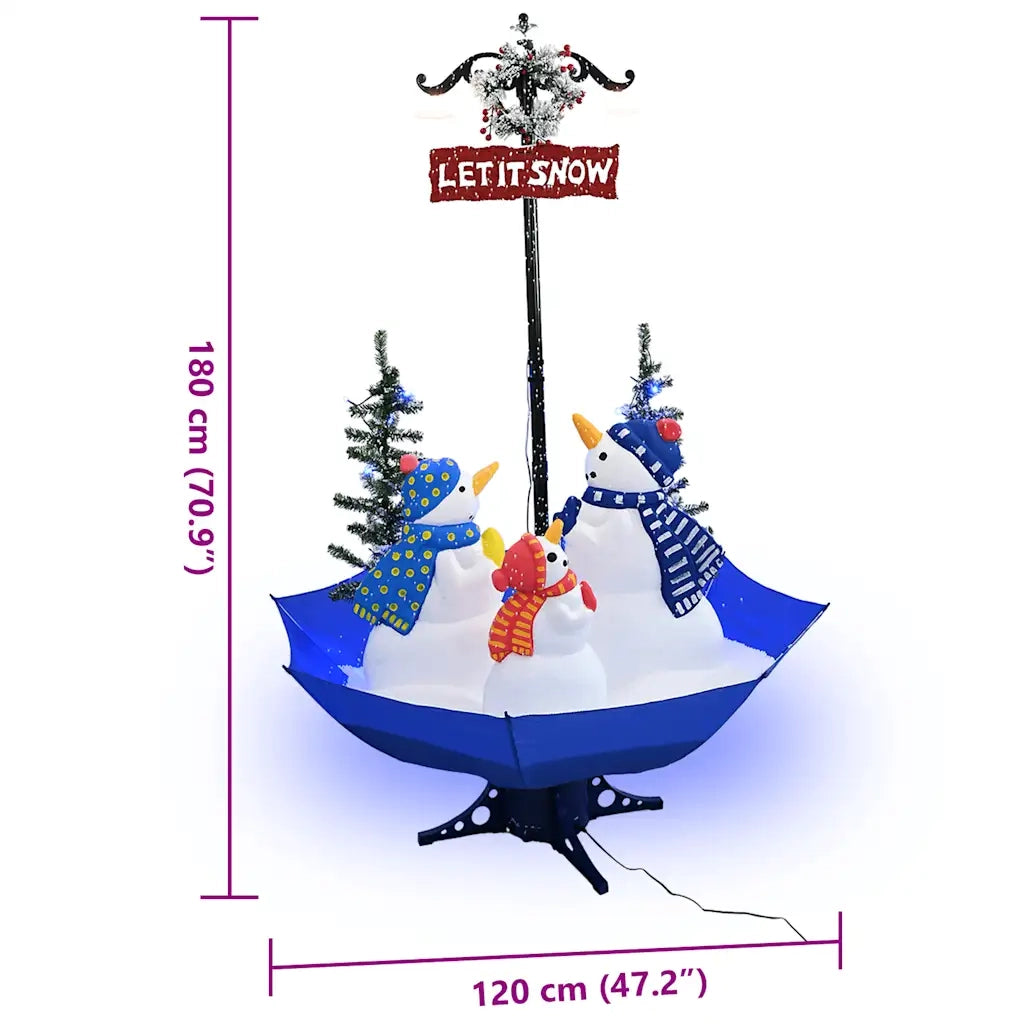 Albero di Natale con Nevicata e Base ad Ombrello Blu 170 cm PVC 289930