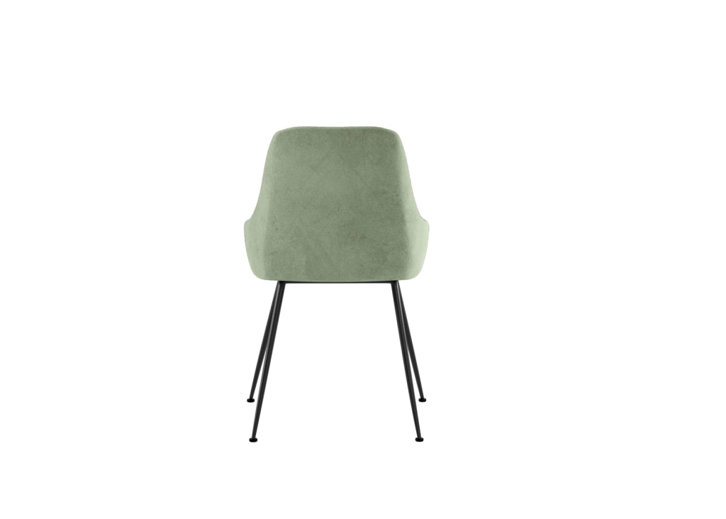 Sedia Nandy imbottita in microfibra verde acqua con gambe coniche in metallo verniciato nero - Design moderno per zona living