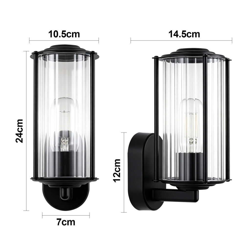 ZMH Lampada da Esterno Interno E27 Max 40W Nero per Terrazza Balcone/Parete Giardino Senza Lampadina