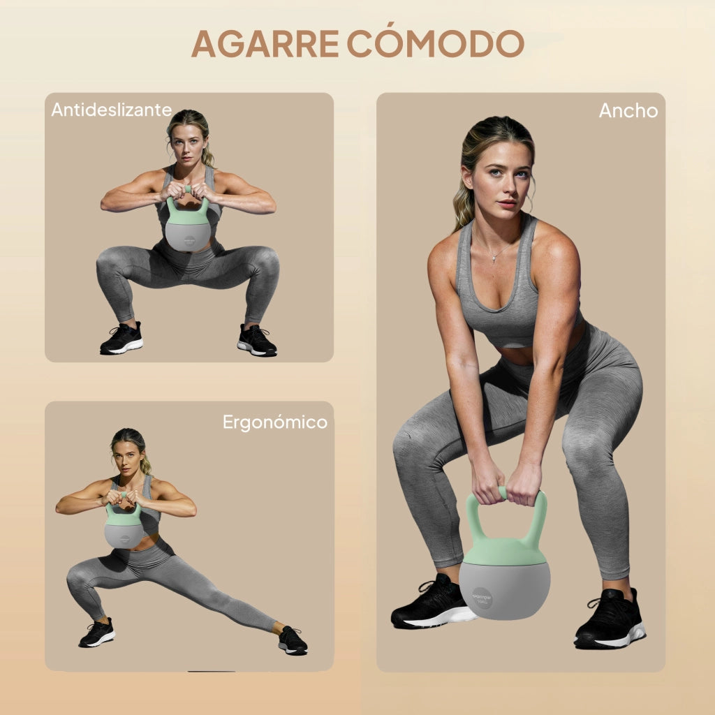 Kettlebell 10 kg ¨C zephmum ¨C Verde e Grigio 21x21x30 cm