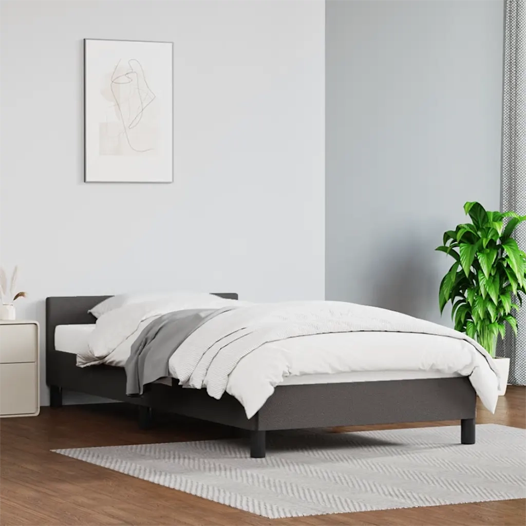Giroletto con Testiera senza Materasso-Struttura Letto Grigio 90x190 cm