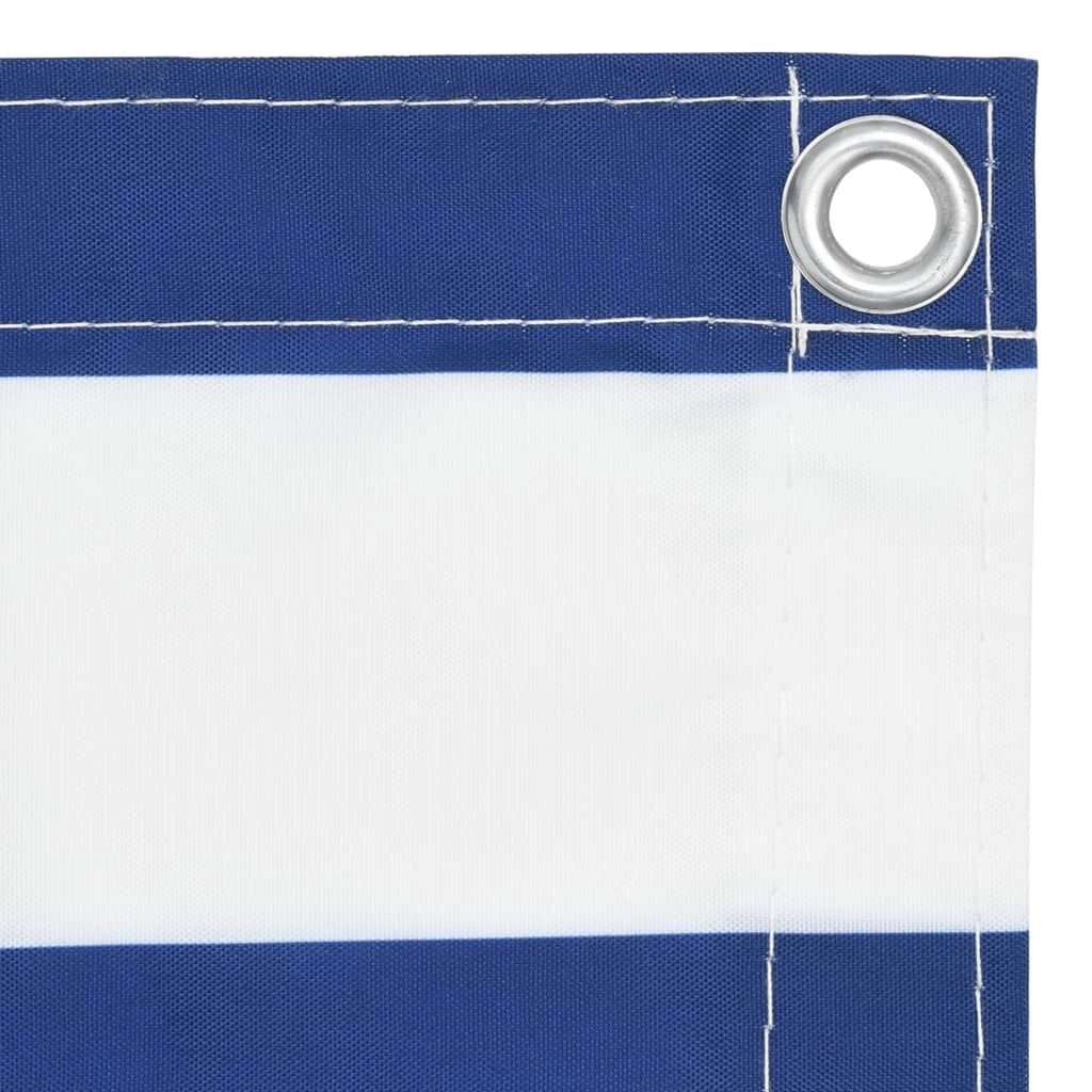 Paravento per balcone frangivista 75 x 400 cm tessuto Oxford bianco e blu 02_0010067