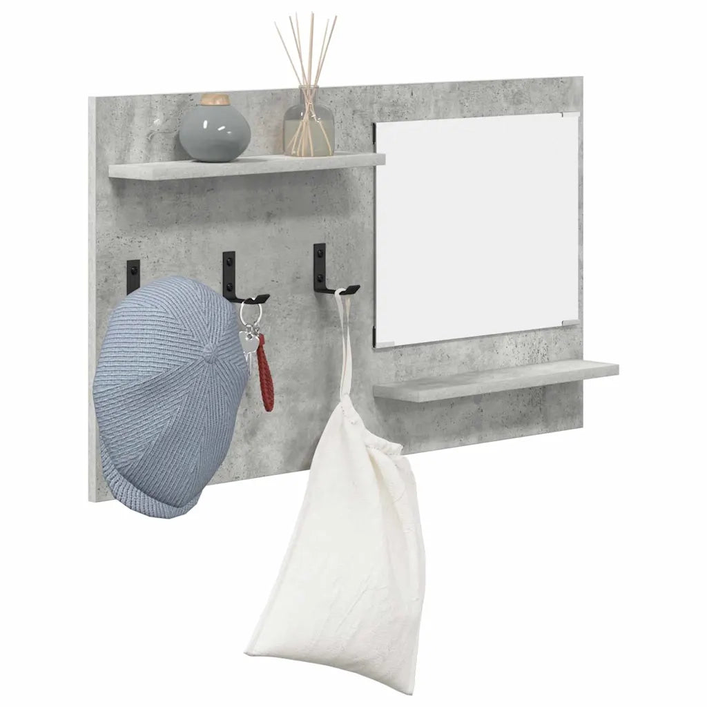 Appendiabiti a muro con specchio-Attaccapanni con specchio Grigio cemento 90 x 10 x 50 cm