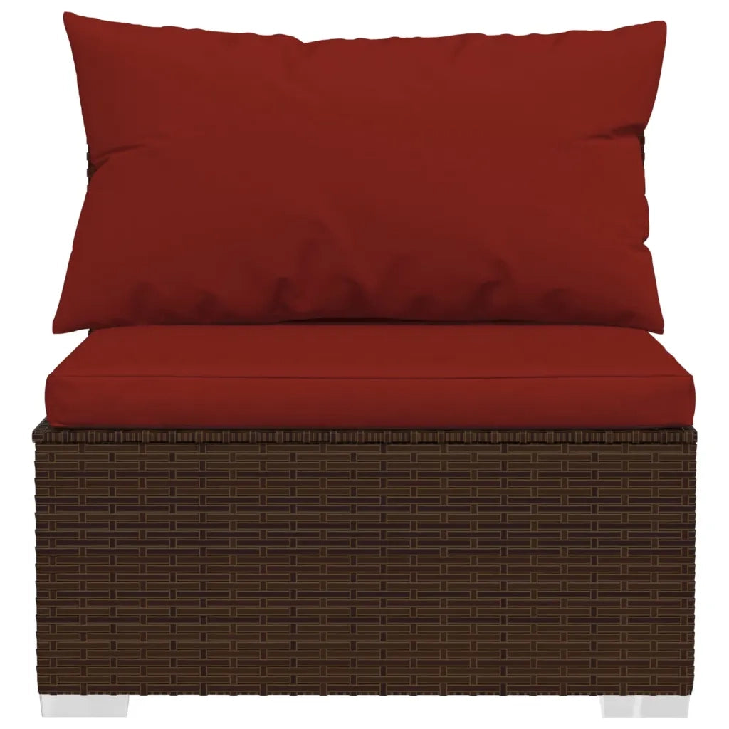 Set Divani da Giardino 5 pz con Cuscini in Polyrattan Marrone 3101435