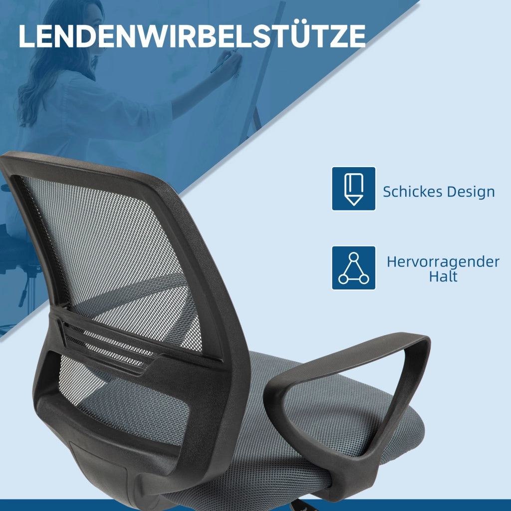 Sedia da ufficio ergonomica con braccioli e poggiapiedi regolabile ¨C zephmum ¨C Grigio