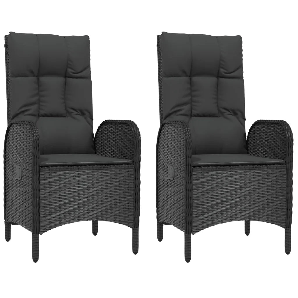 Set da Pranzo da Giardino 3 pz con Cuscini Nero in Polyrattan 3185068