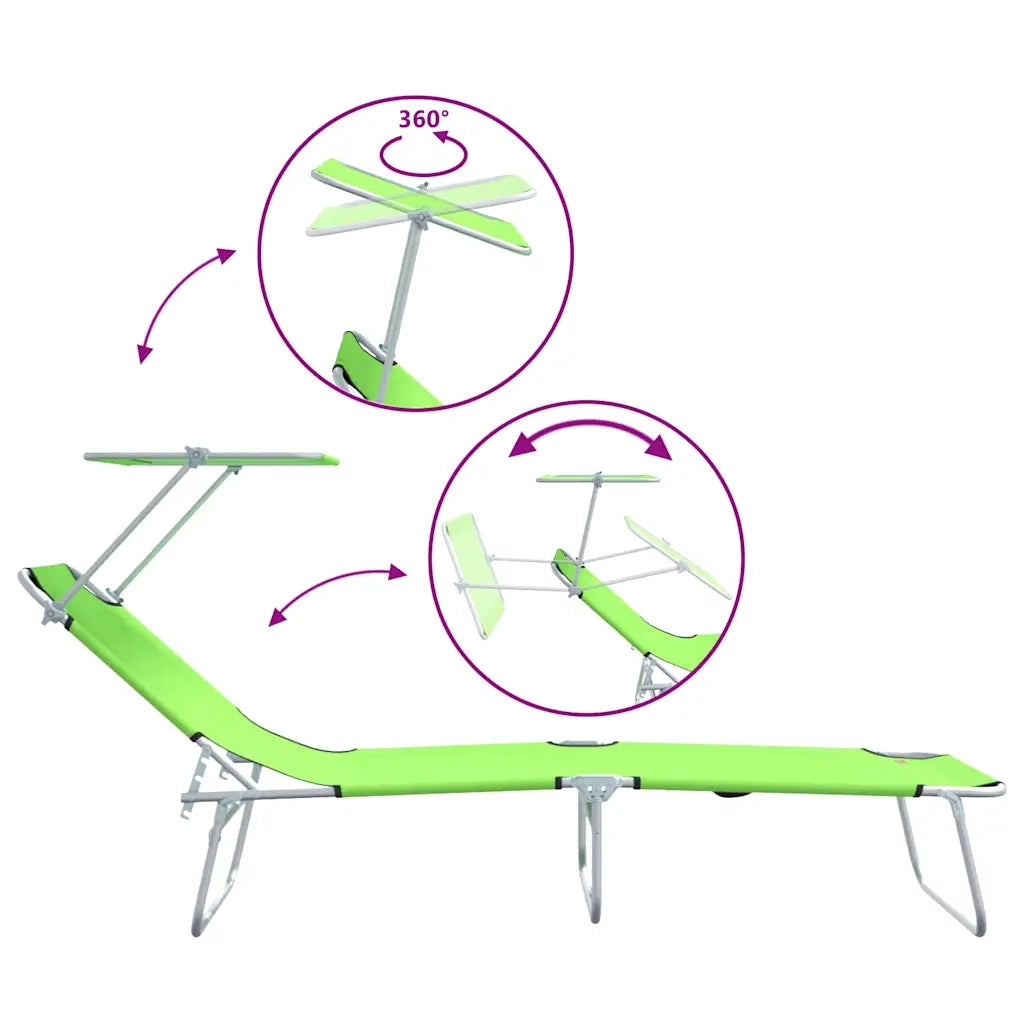 2 pz Lettino Prendisole | Sdraio da giardino | Lettino da sole Verde 58 x 188 x 77cm Poliestere