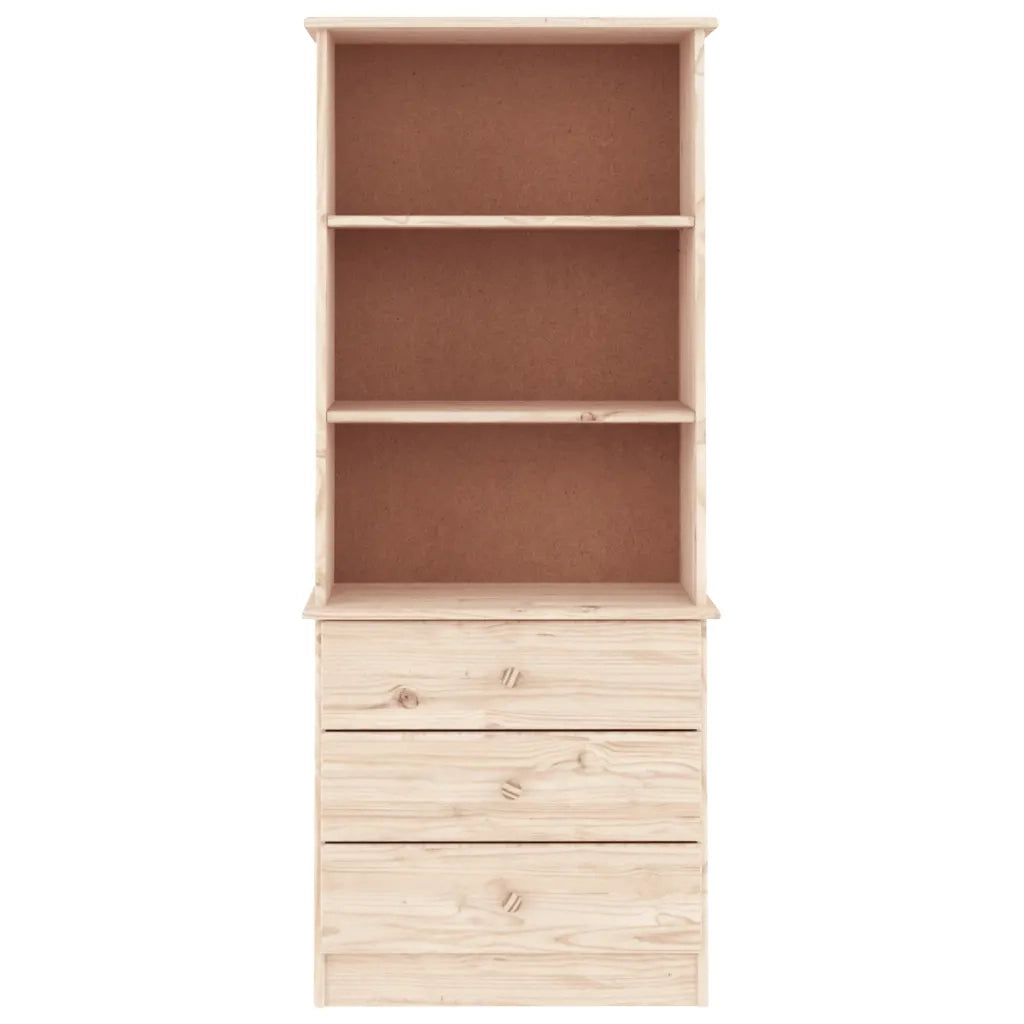 Libreria con Cassetti-Scaffale per Libri-Mobile di Stoccaggio ALTA 60x35x142 cm Legno Massello di Pino