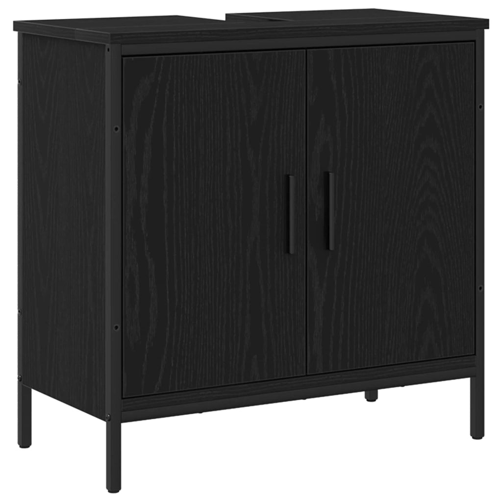 Set di mobili per il Bagno | Armadio da bagno 3 pz Nero Legno multistrato