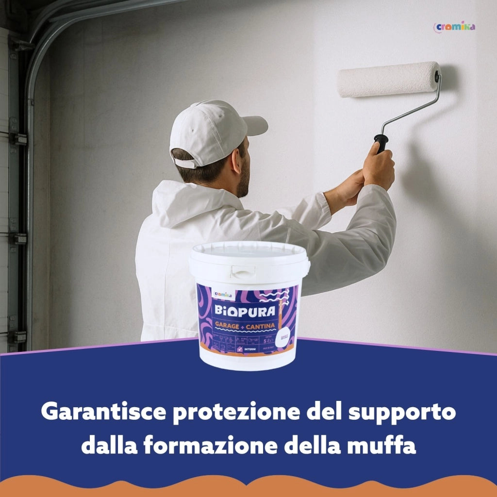 Pittura murale traspirante interni garage cantina linea biopura cromika *** formato 5 lt, confezione 1
