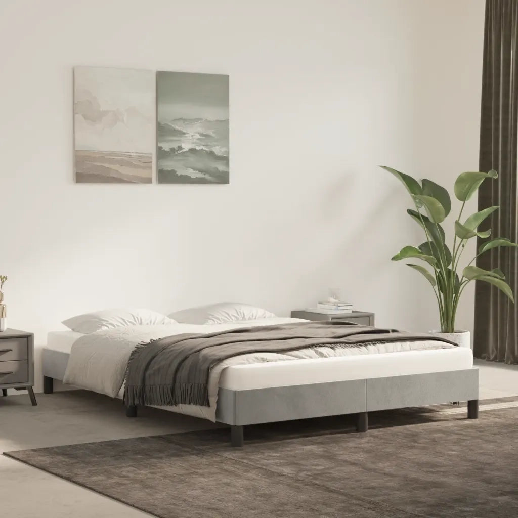 Giroletto senza Materasso-Struttura Letto Grigio Chiaro 140x200 cm Velluto 539631