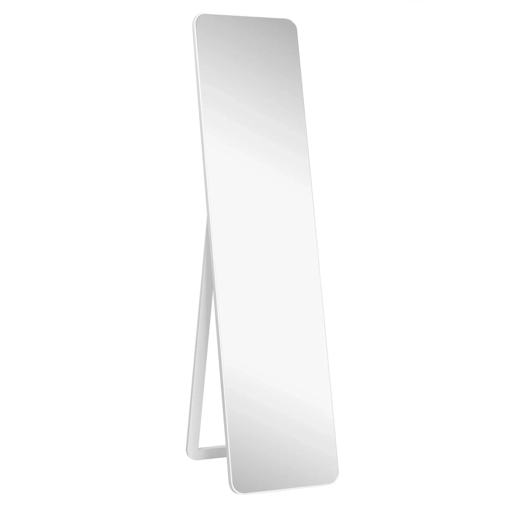 Specchio da terra a figura intera 160 x 37 cm con caratteristiche di sicurezza antideflagranti design moderno in legno massello bianco 20_0020659