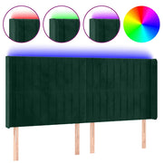 Testiera | Testata a LED Verde Scuro 203x16x118/128 cm in Velluto
