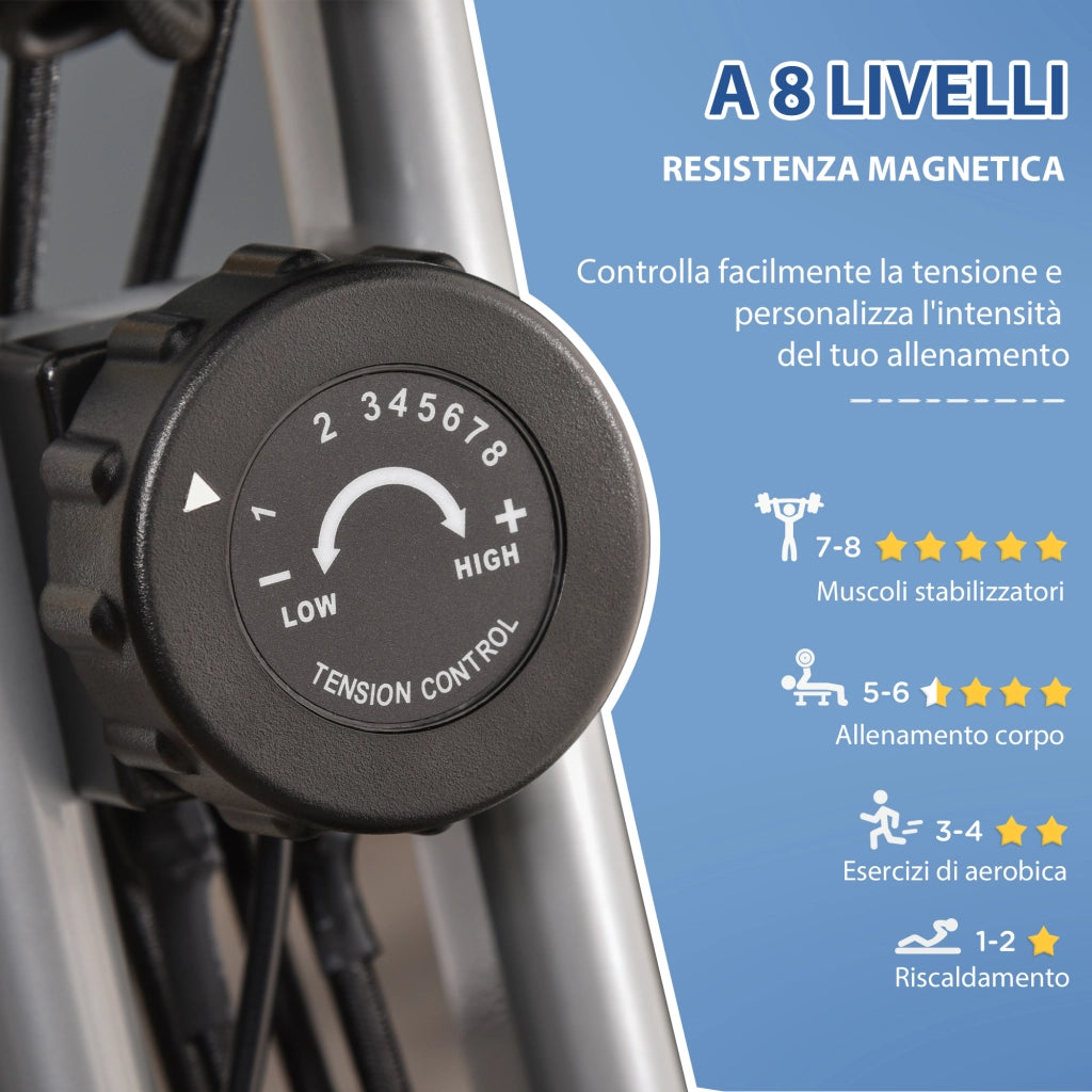 Cyclette Pieghevole 2 in 1 con Sensore Frequenza Cardiaca ¨C Minimal ¨C Grigio