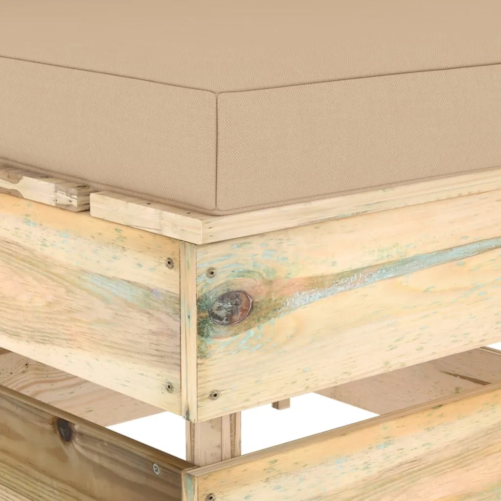 Divano Centrale Modulare con Cuscini in Legno Impregnato Verde 3074510