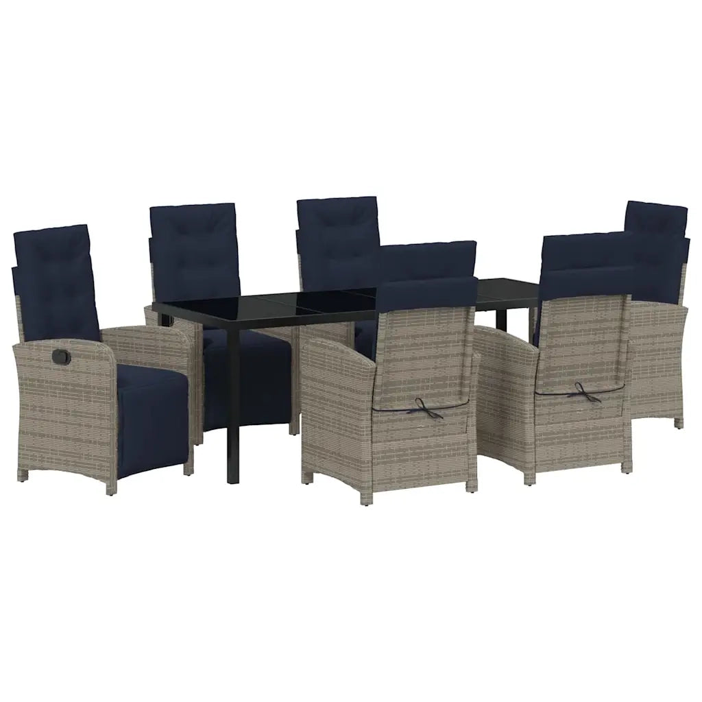 Set da Pranzo per Giardino con cuscino 7 pcs Grigio polyrattan 3380363