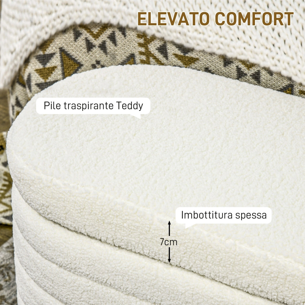 Panca Contenitore Letto in Tessuto ¨C zephmum ¨C 116x41x40.5cm Crema