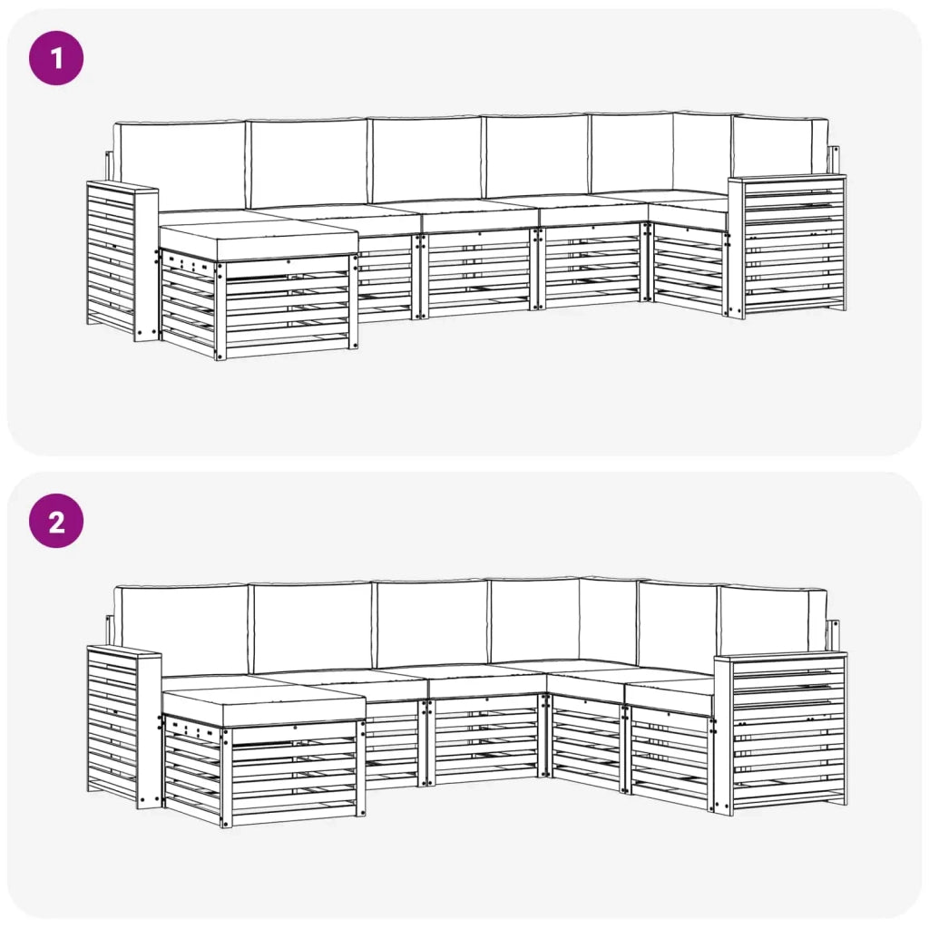 Set di divani da esterno 7 pcs Bianco e Crema 3392200