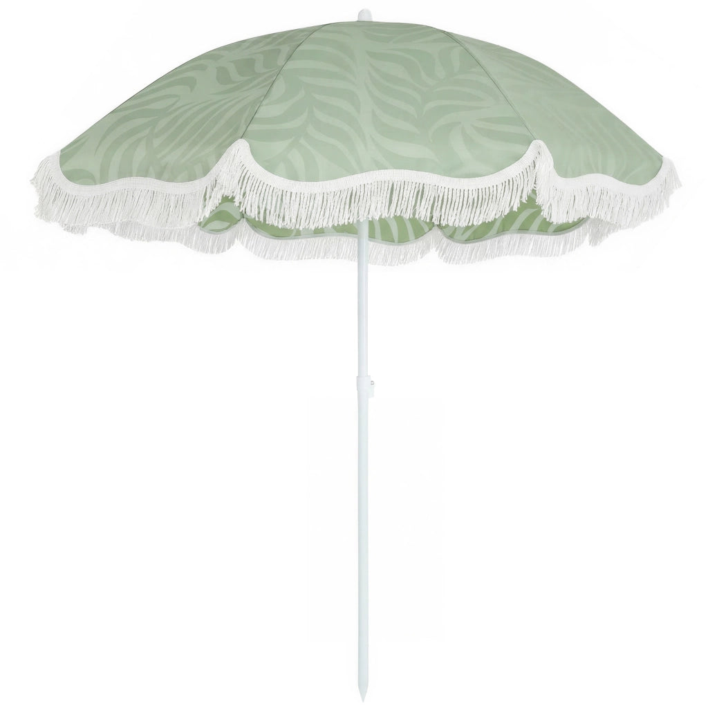 Ombrellone da Spiaggia con Frange ¨C Xylo ¨C Verde ?180cm UPF30+ Regolabile Inclinabile con Borsa