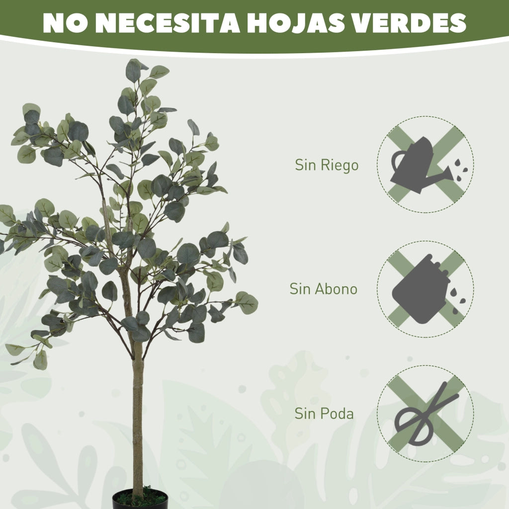 Pianta Artificiale Eucaliptus 120 cm in Vaso per Interni Verde ¨C zephmum ¨C Verde Sintetico