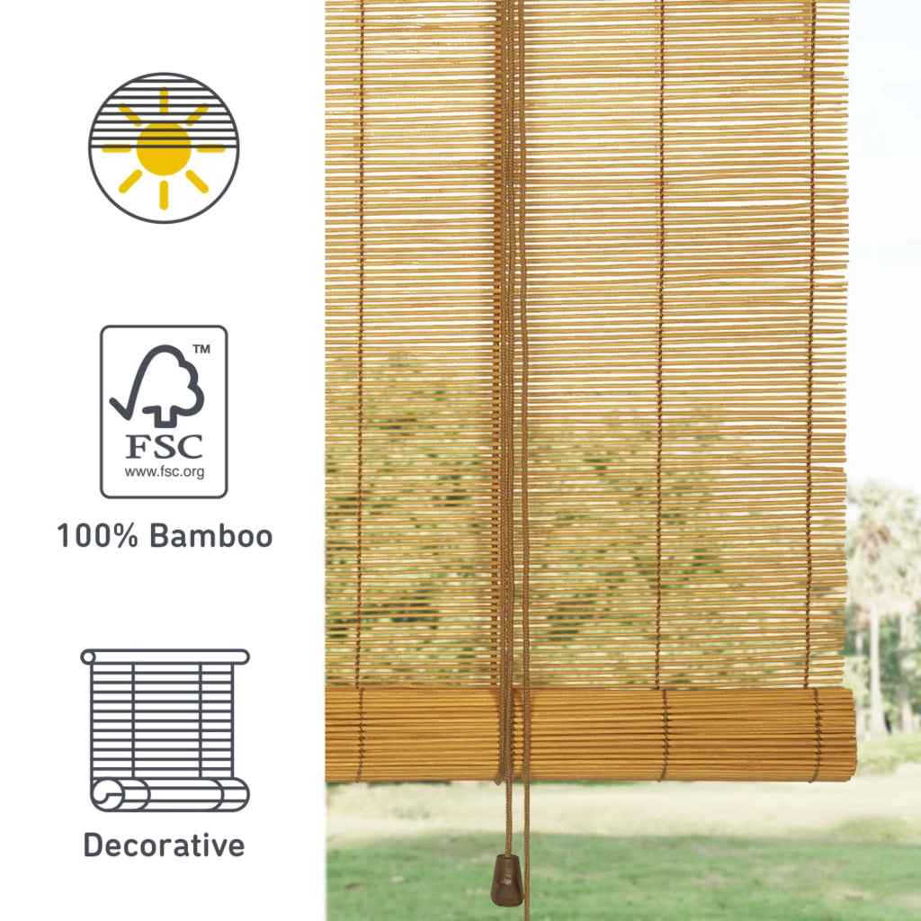 Tenda a rullo oscurante in bamboo naturale Marronechiaro 120x175 cm
