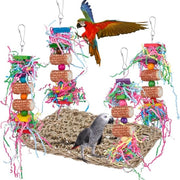 Giocattolo per uccelli, grande uccello, pappagallo, campanello in legno, giocattolo da appendere per Conuri, falchi, colombi, piccoli pappagalli, passeri (rosso)