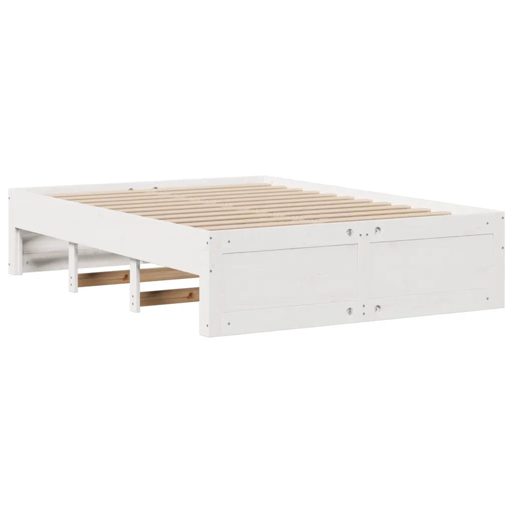Letto Libreria senza Materasso Bianco 150x200 cm Legno di Pino